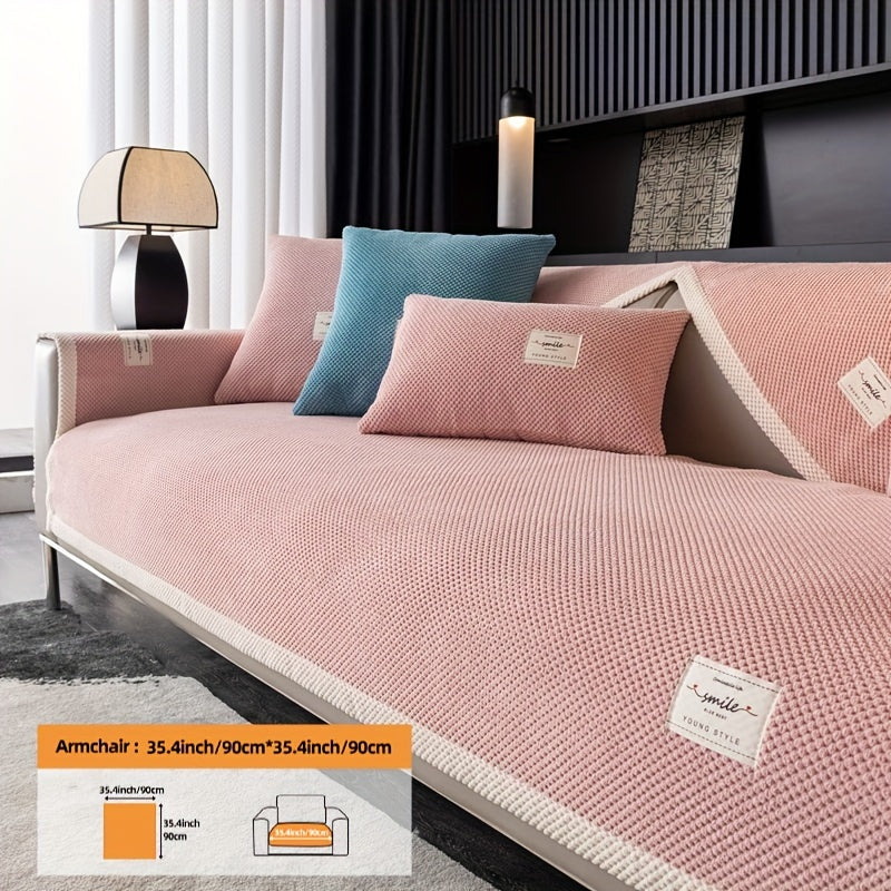 Hozirgi zamonaviy plush divan qopqog'i, barcha fasllar uchun korduroy chekkali