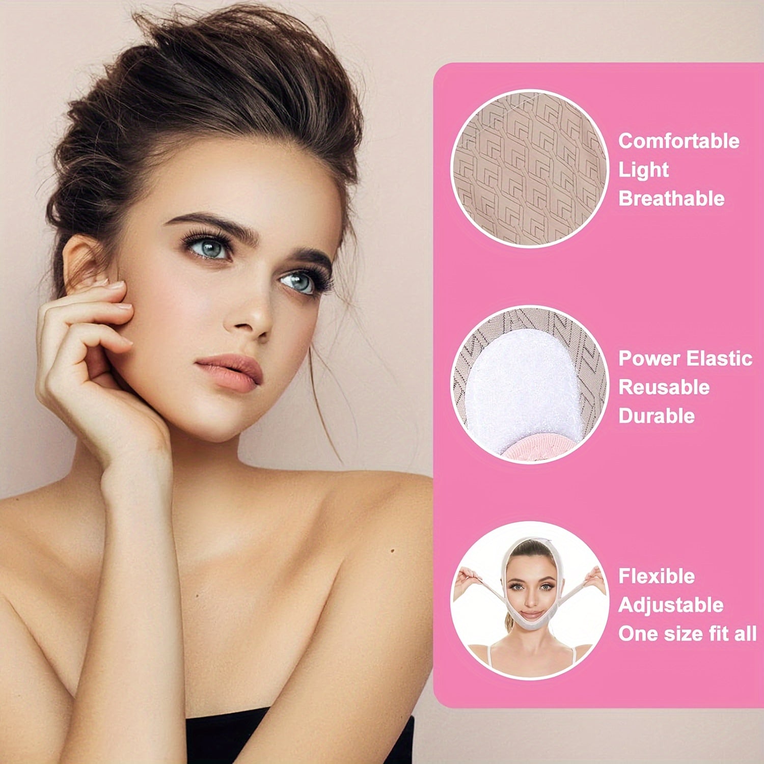 Invisible V-Line Face Shaping Bandage Double Chin Reducer Jawline Tightener White Diamond Pattern