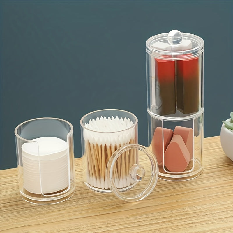 Acrylic Makeup Organizer with Window for Pads Swabs and Floss Picks