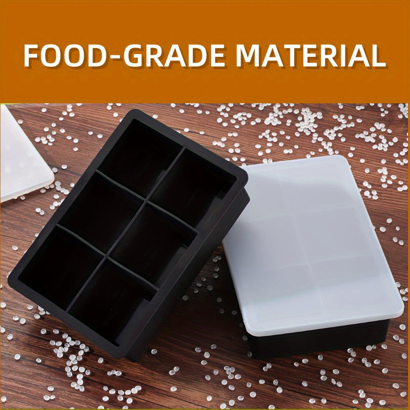 6pcs Large Silicone Ice Cube Trays With Lids Reusable No-Battery Beverage Cooling