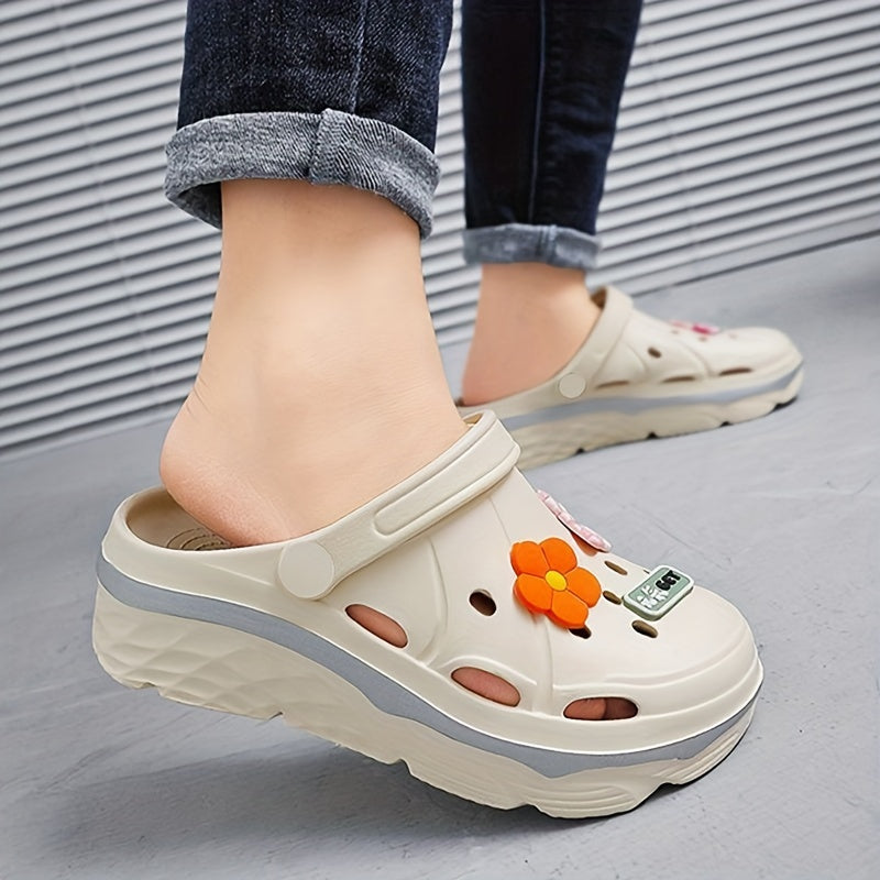 Women's Pink Floral Bow Sandals Lightweight EVA All-Season Platform