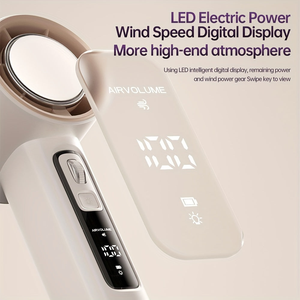 Mini Handheld Fan with Adjustable Speeds, USB Charging, Aromatherapy, LED Display