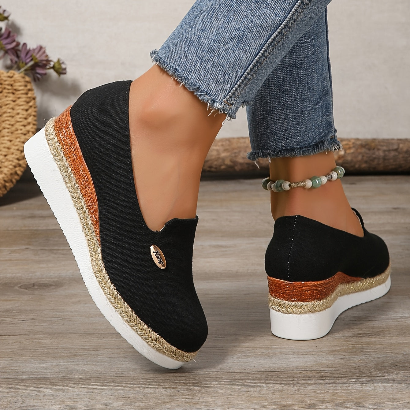 Women's Casual Espadrille Platform Pumps with Round Toe and High Heel
