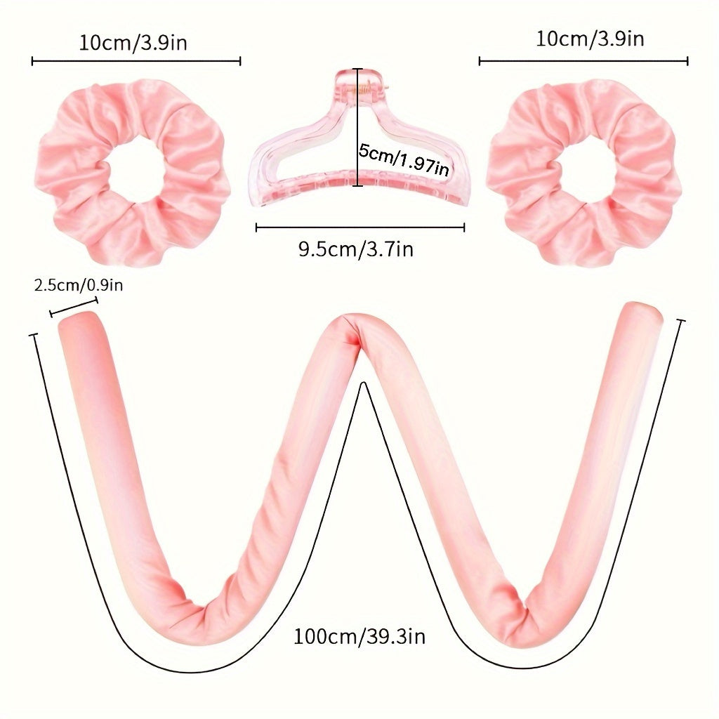 Juego de rulos sin calor para mujer con clips antideslizantes y lazos para el cabello