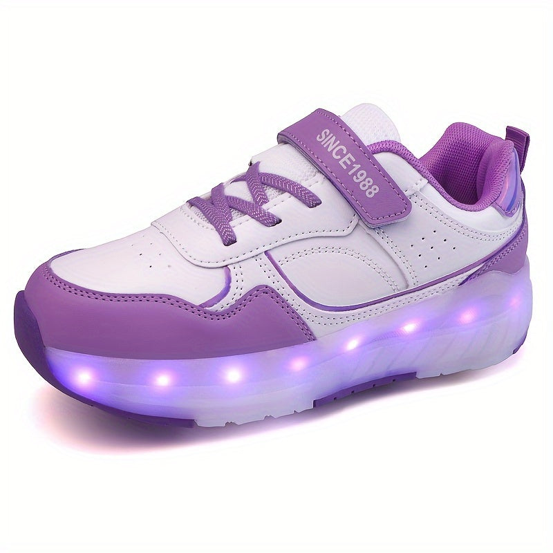 Kids' LED Roller Skating Shoes for Boys and Girls USB Chargeable Wear-Resistant All-Season
