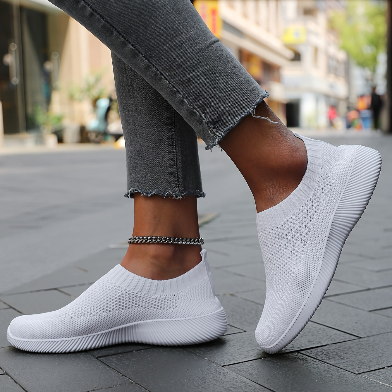 Women’s Breathable Knit Slip-On Sneakers Lightweight EVA All-Season Casual Shoes