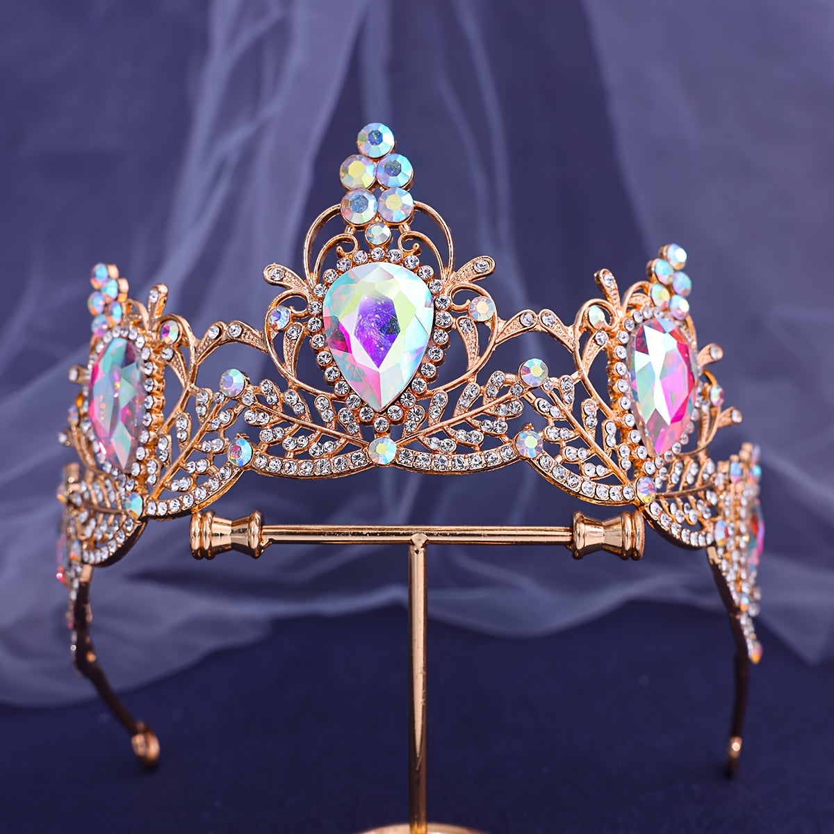 Baroque Style Crown Tiara with Rhinestones for Princesses and Queens Wedding Hair Accessory