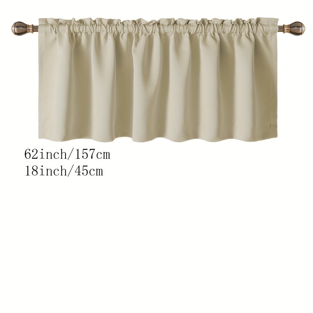 Blackout Insulated Rod Pocket Window Valance for Kitchen Black