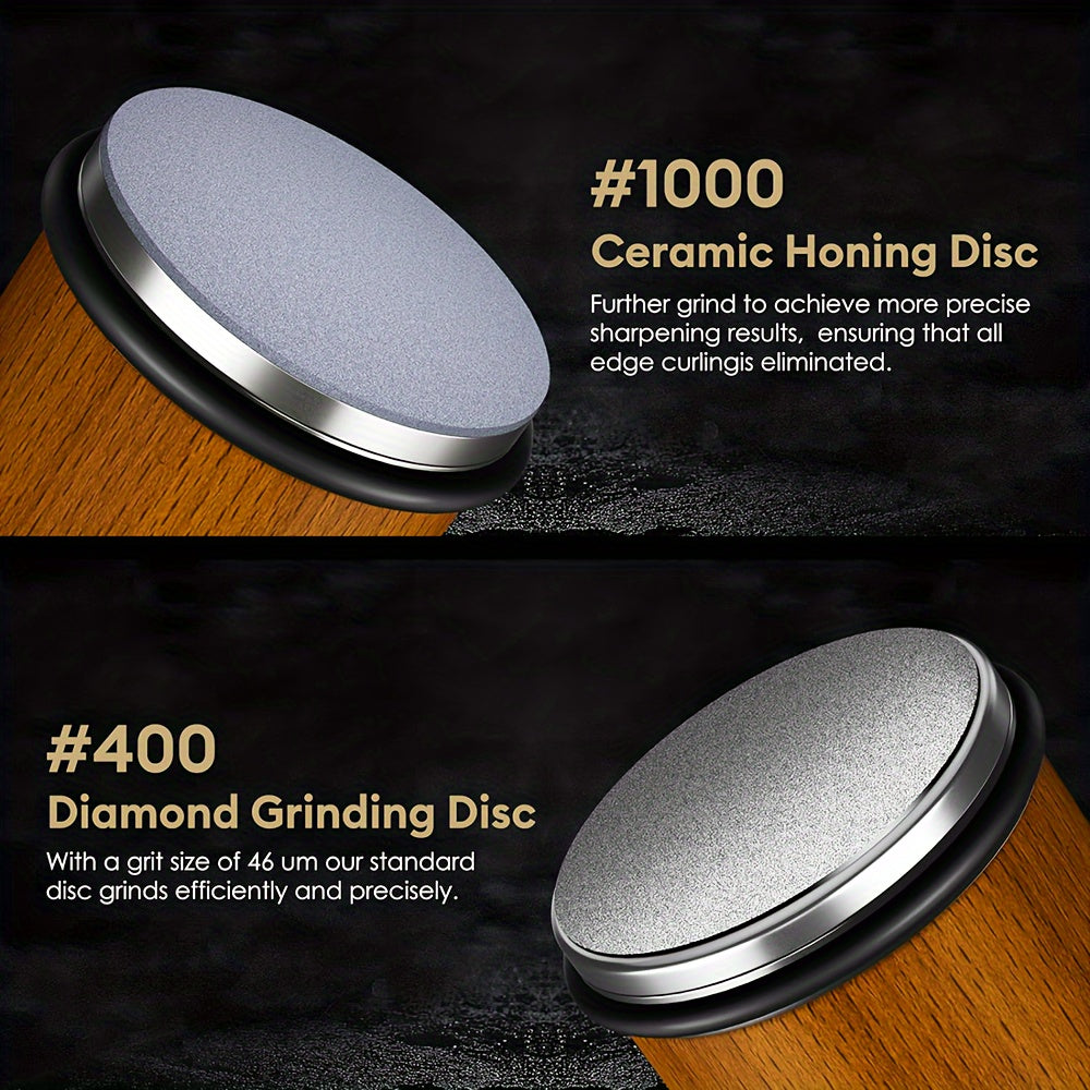 Kitchen Knife Sharpener with Magnetic Absorption 2-Stage Diamond and Ceramic Discs