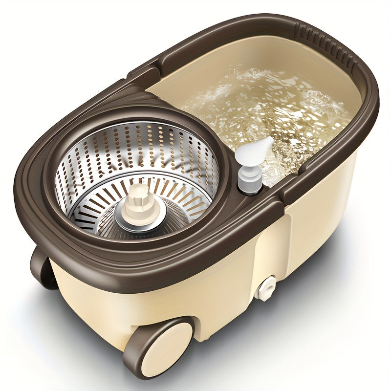 Комплект для швабры и ведра с поворотным механизмом и регулируемой ручкой для влажной и сухой уборки