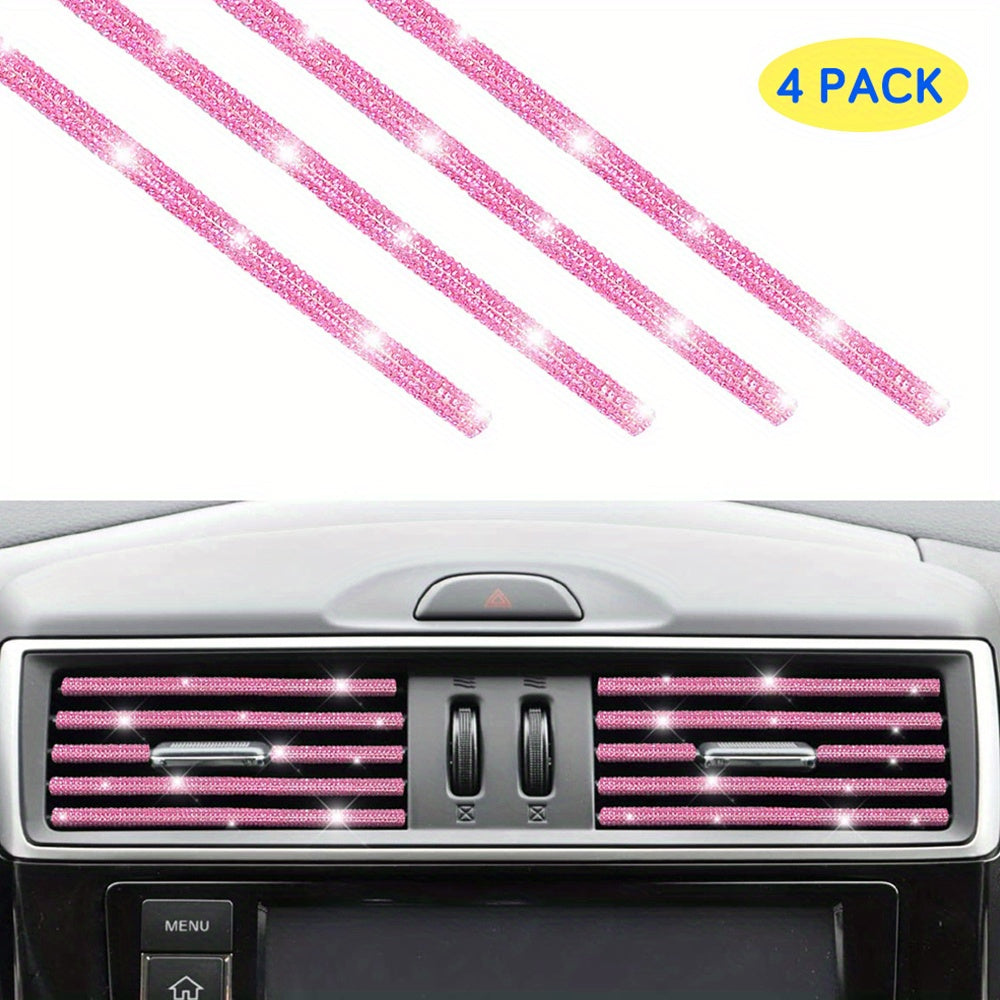Women Bling Car Air Vent Trim Rhinestone Interior Decoration 4Pcs
