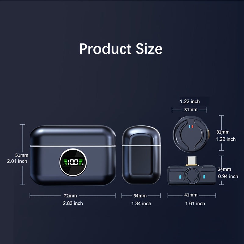 Wireless Lapel Microphone with Noise Reduction Reverb Auto Pairing for Live Broadcasts