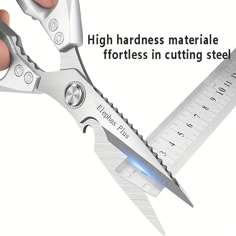 Uzoq muddatli Kumush zanglamaydigan po'latdan yasalgan oshxona qaychi tovuq suyaklarini kesish uchun - Oila uchun ko'p funksiyali va amaliy asbob - Kuchli va samarali suyak ovqat qaychisi