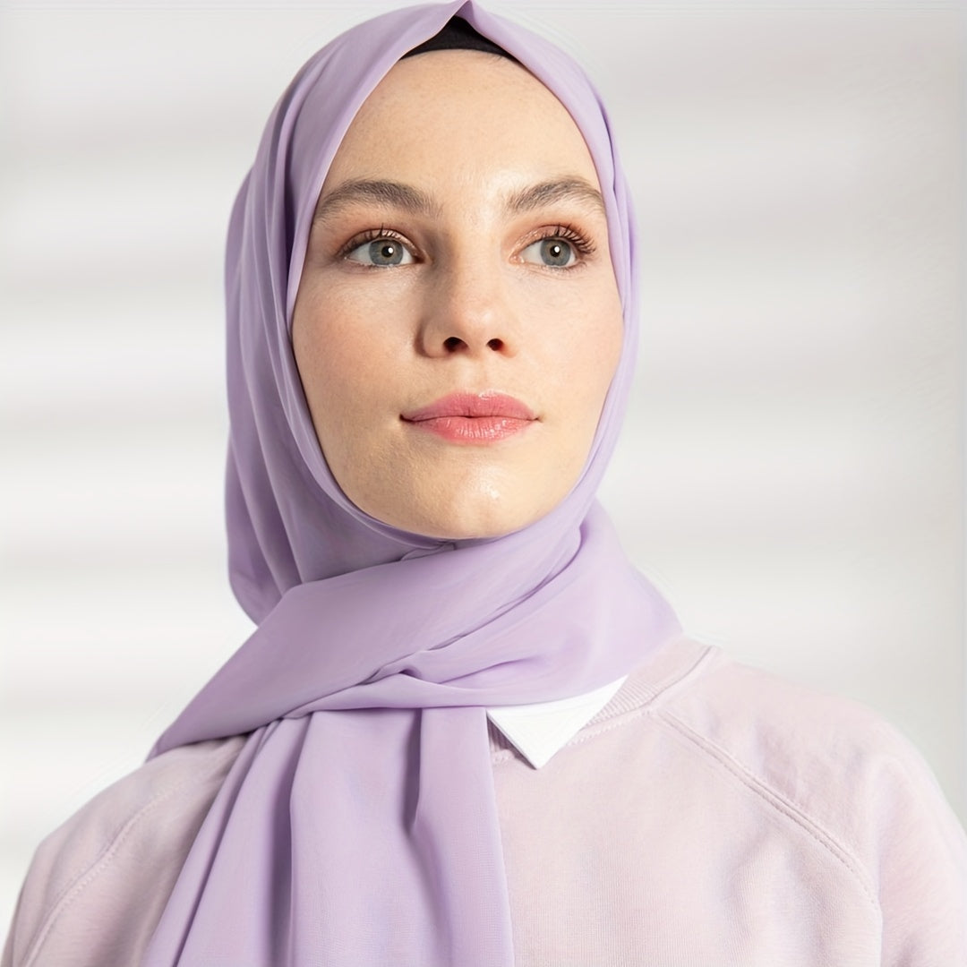 Ayollarning nafas oladigan chiffon hijabi, toza marjon bezaklari, Ramazon uchun qulay