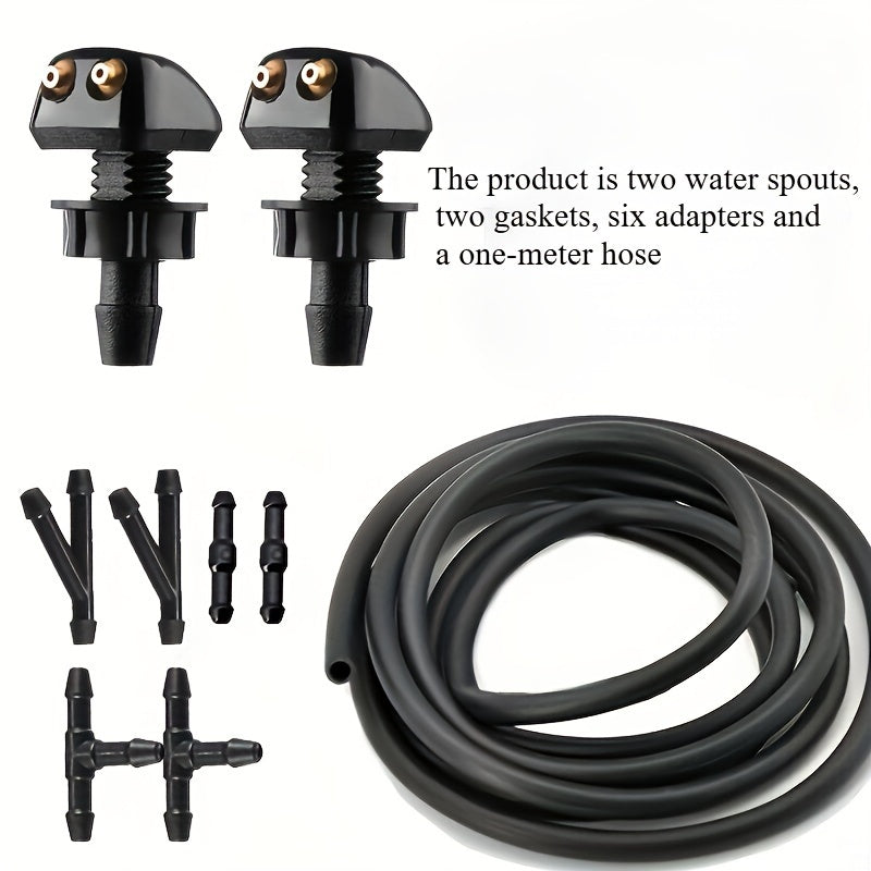 Conjunto de boquillas de limpiaparabrisas para coche, mangueras de silicona, conectores, doble orificio