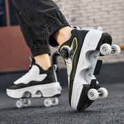 Kids' Casual Sports Shoes for Boys and Girls Age 14 and Under Mid Top Fabric Sneakers with Rotary Buckle and Anti-Slip MD Sole