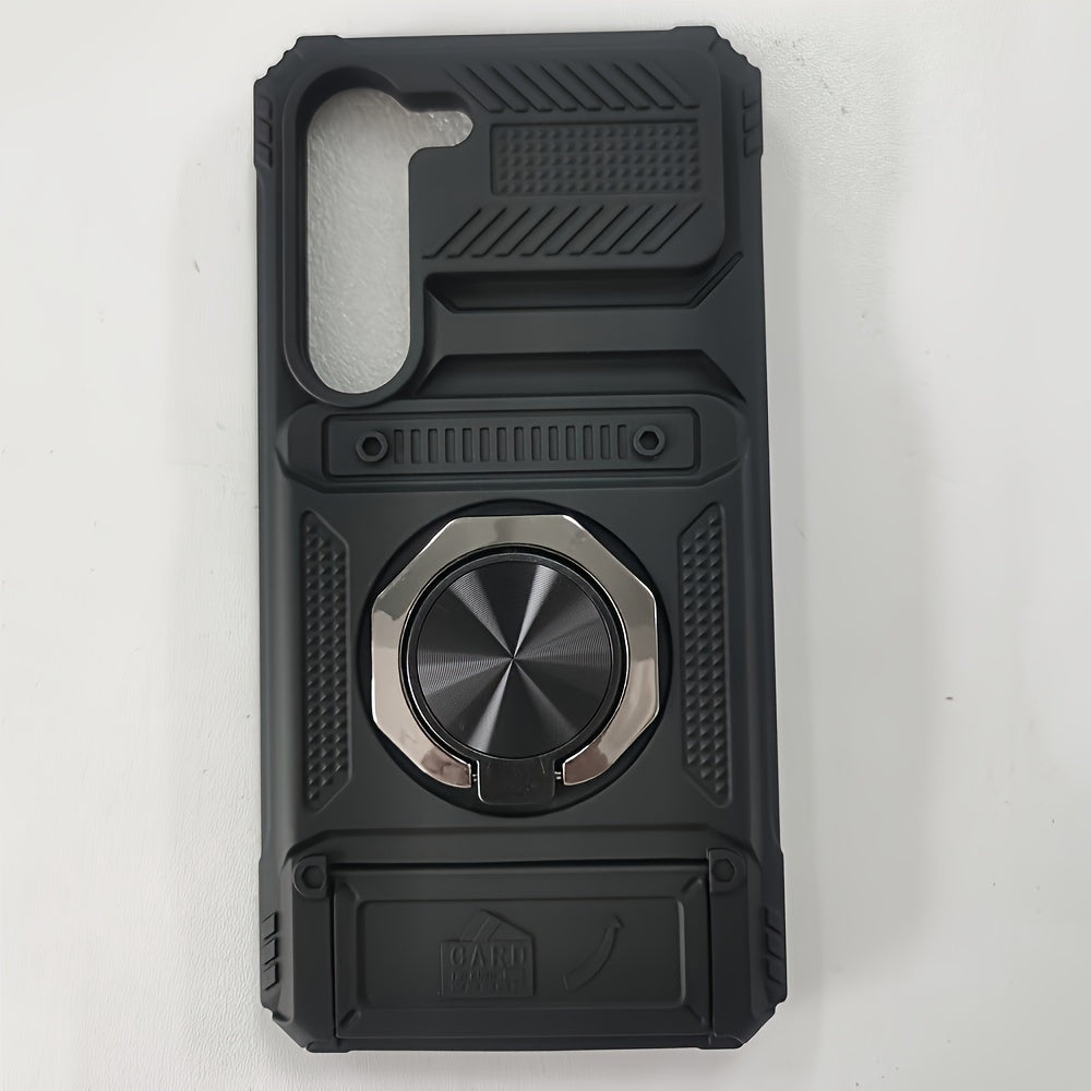 Durable Shockproof Phone Case with Metal Stand and Card Slot for Multiple Models