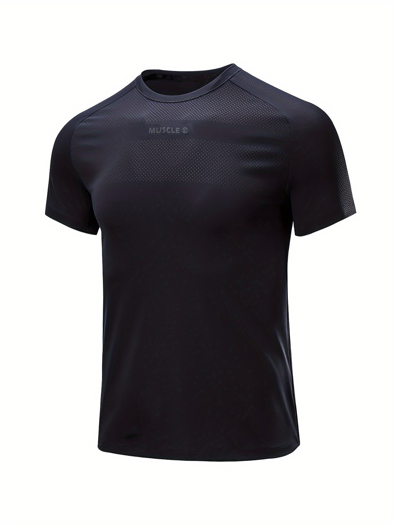 Camiseta de manga corta de poliéster de corte ajustado para hombre, cuello redondo, ideal para actividades al aire libre en verano
