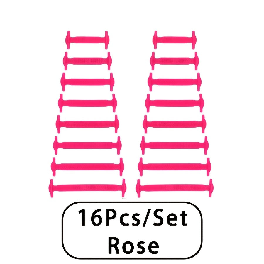 16 dona No-Tie silikon tizzalari, oson kirib chiqadigan, qulay moslik uchun sportkenglar uchun
