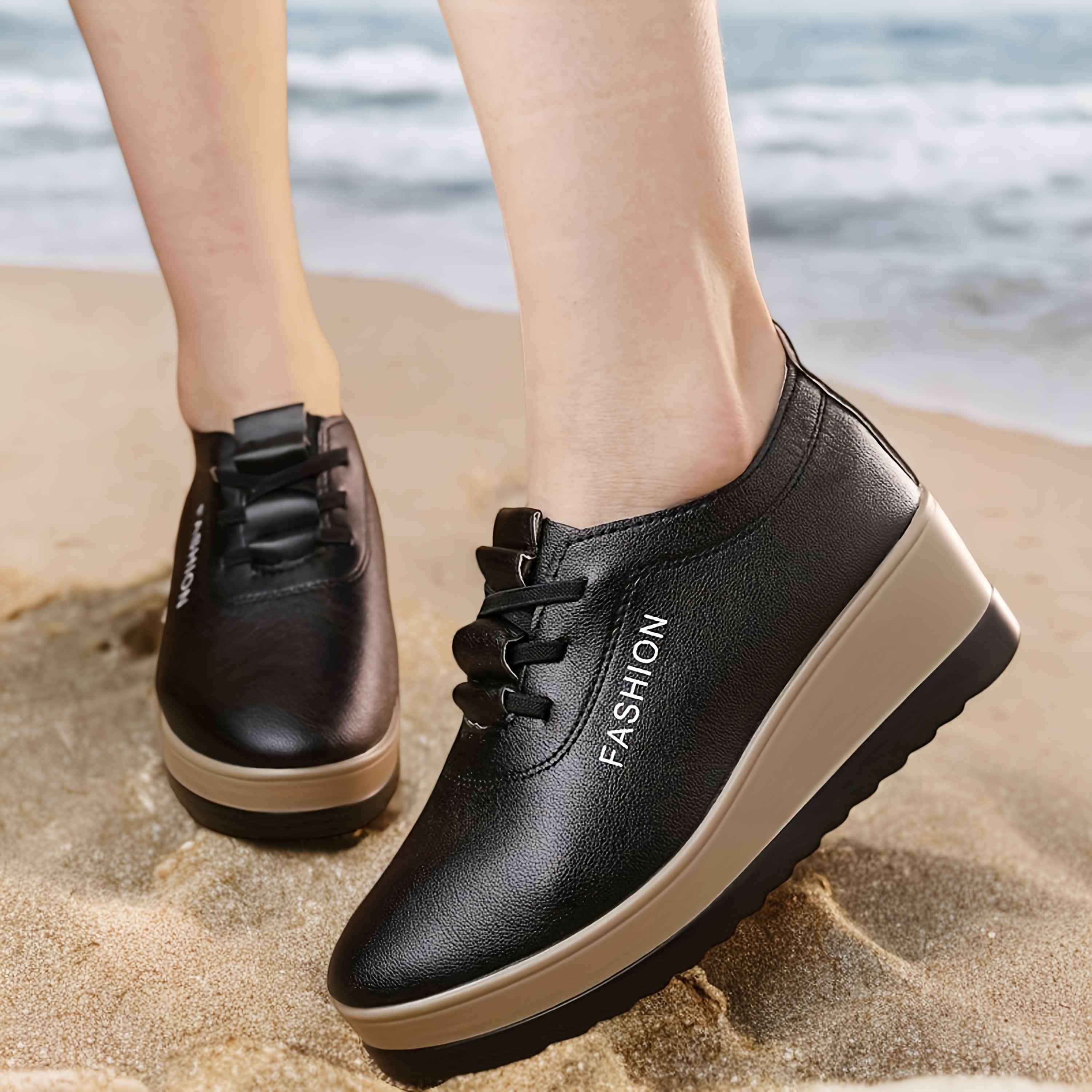 Women Slip-On Platform Loafers with Anti-Slip Sole Casual Work Shoes