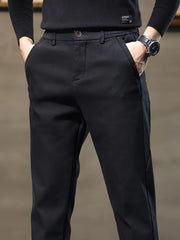 Men's Solid Color Regular Fit Work Pants Cotton Blend with Slight Stretch All-Season