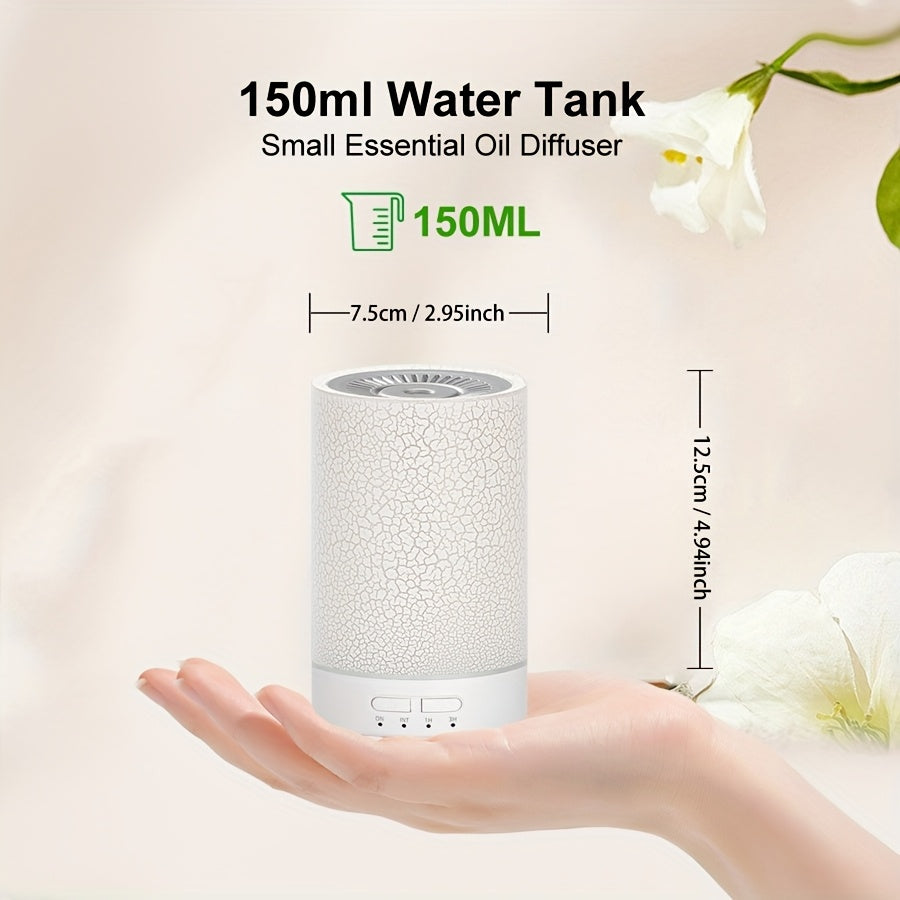 Humidifier with 150ml Capacity, 7-Color Adjustable Light, Wood Grain Finish, USB Powered for Desktop and Room Use