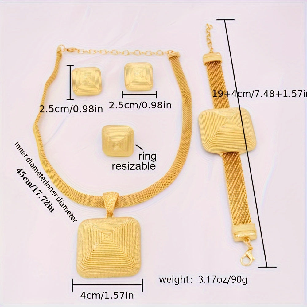 JIAMILA Luxury Tribal Style Jewelry Set, oltin qoplangan zink alloydan tayyorlangan taqinchoq, bilakuzuk, uzuk va sirg‘alar bilan. Har kuni va bayramlarda kiyish uchun ayollar uchun mukammal. Ajoyib Valentin kuni sovg‘asi bo‘lib, barcha uchun mos.