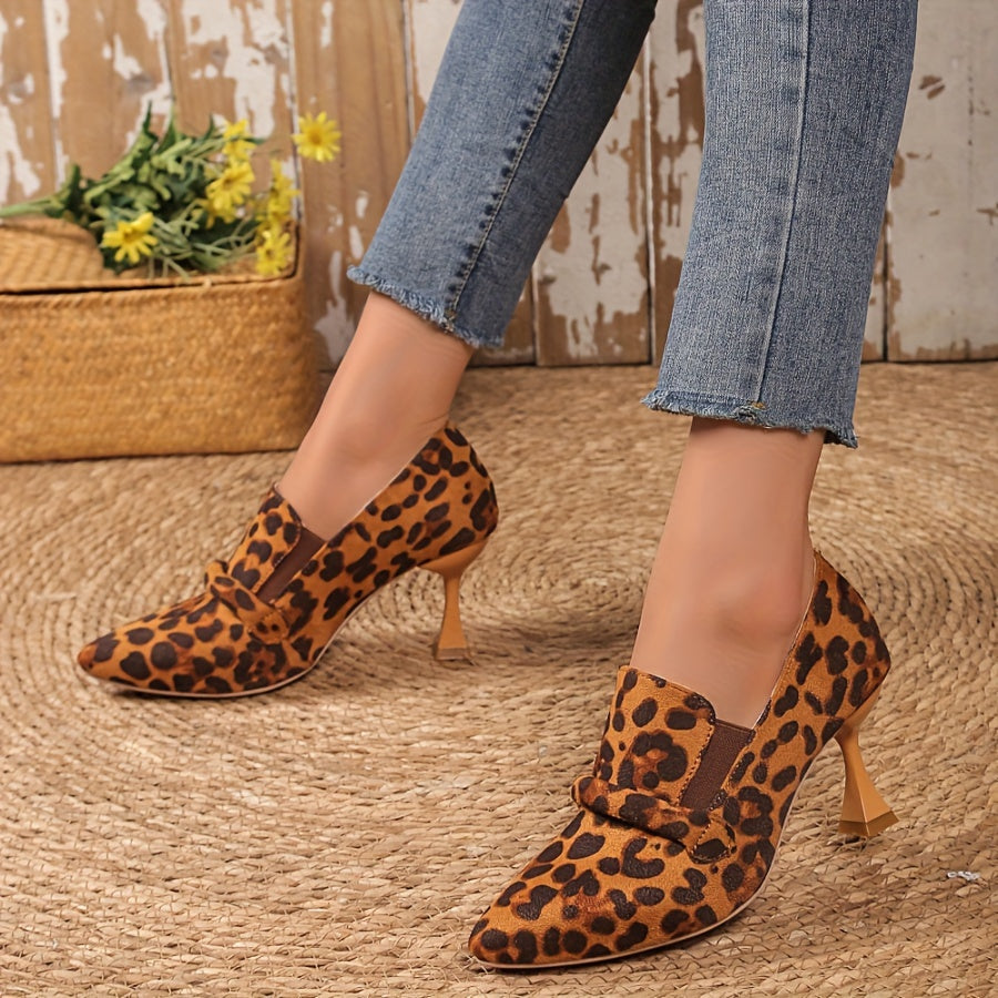 Women's Faux Leather Mary-Jane Heels with Pointed Toe and Chunky Mid-Heel