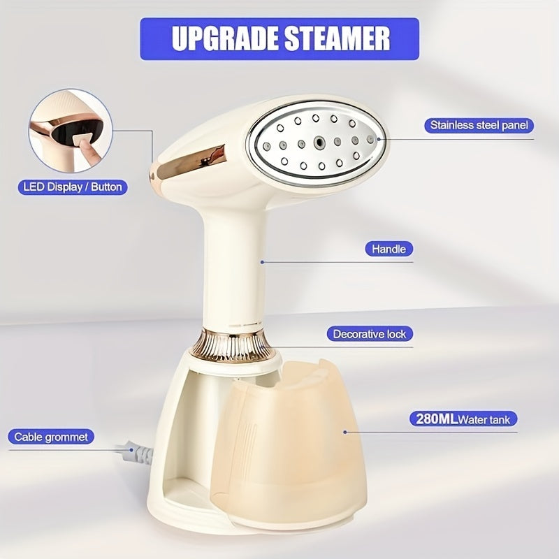 15 soniyada tez isitish uchun kuchli bug' bilan chuqur kirish uchun mo'ljallangan, matolardan burmalarni olib tashlash uchun ideal bo'lgan 1500W portativ kiyim bug'lagichi.