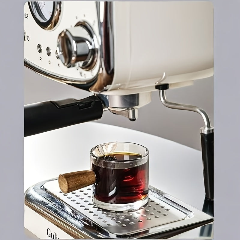 Yaratuvchi Shisha Sut Qozonchasi, Yog'och Tutqichi bilan, Qahva Ta'mini O'lchash uchun Isiga Qarshi O'lchov Stakan, Shisha Ziravor Qozonchasi, O'lchov Belgilari bilan, 1 Dona