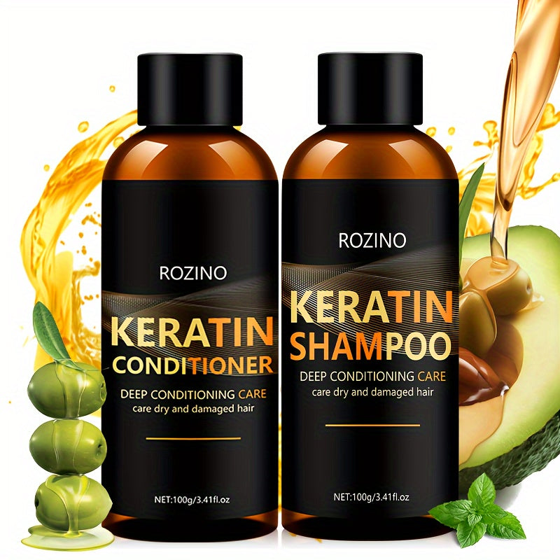 Unisex Dry Hair Keratin Shampoo and Conditioner Set Glycerin Enriched Hydrating Silky Finish
