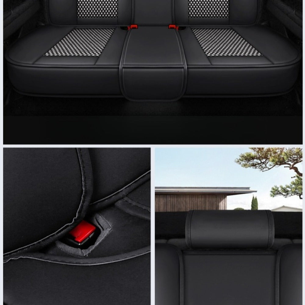 Universal Car Seat Cover Full Enclosure PU Leather Ice Silky Fiber All-Season