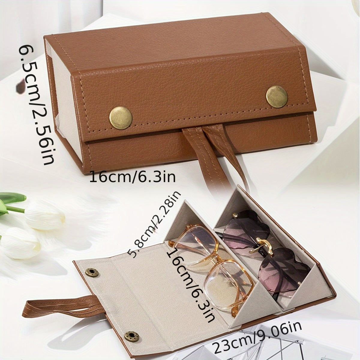Foldable Eyeglasses Holder Box with 1-6 Slots Portable Storage Case for Men