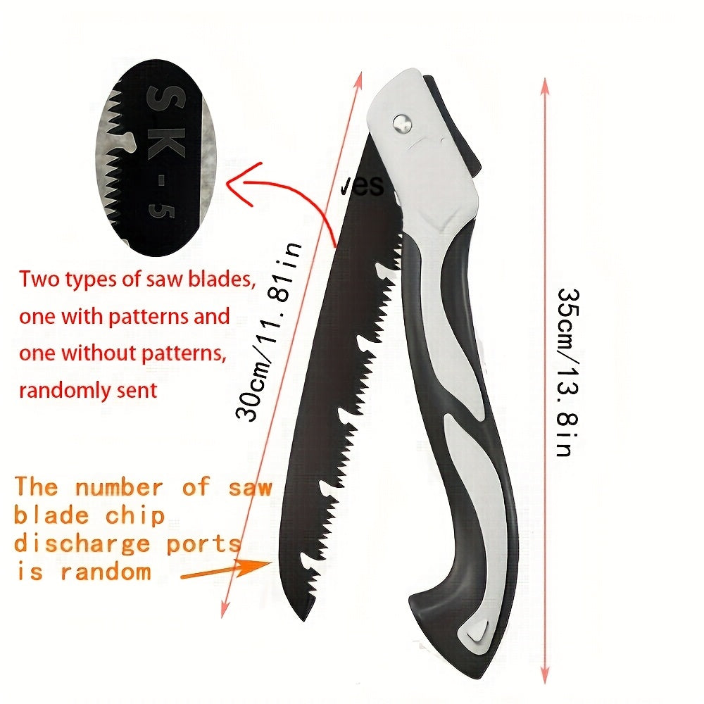 Sierra de mano plegable con hoja de acero aleado y mango ergonómico para jardinería y poda