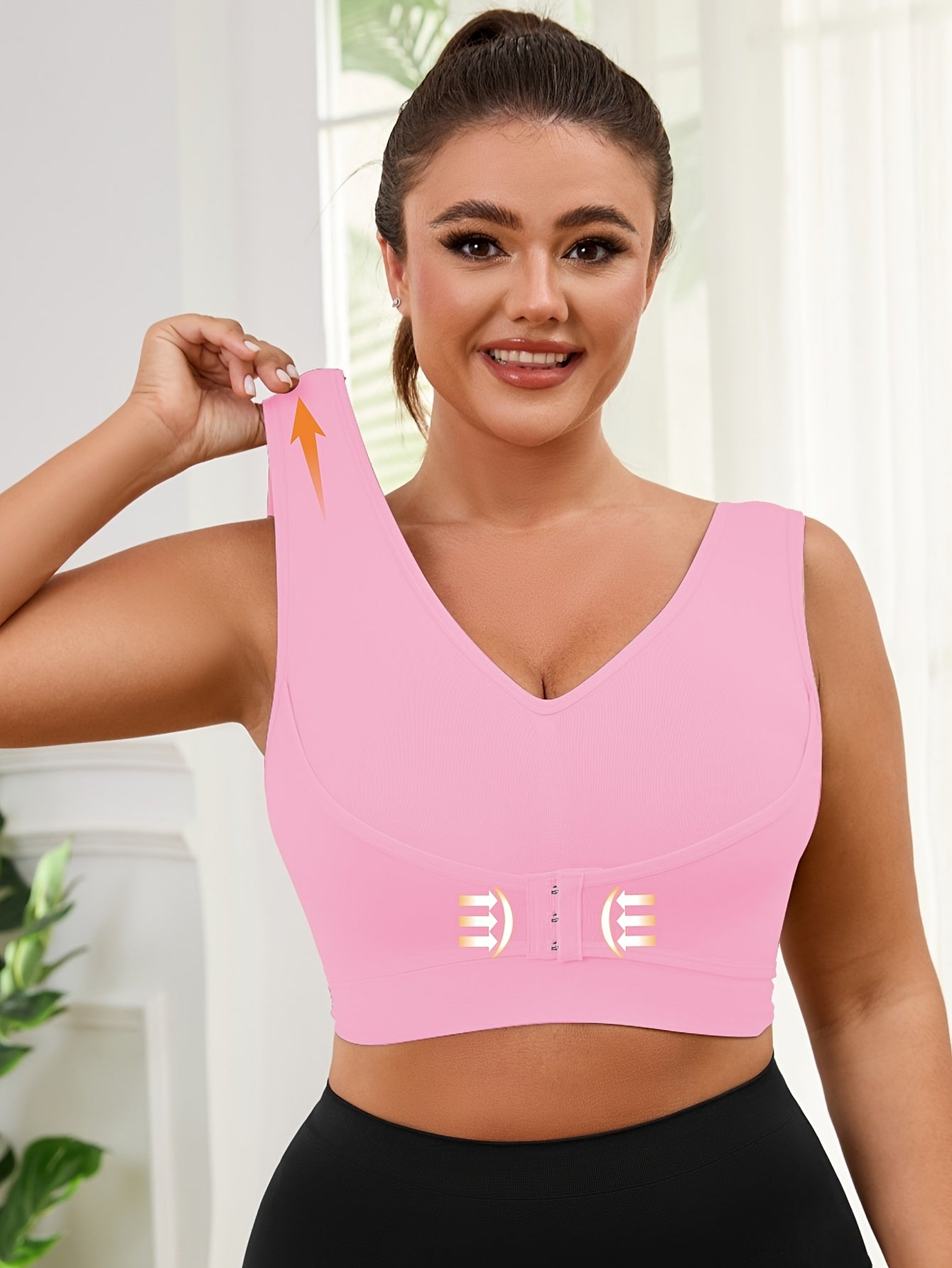 Plus o'lcham sozlanadigan, tikuvsiz, simsiz sport bra yugurish va mashq uchun