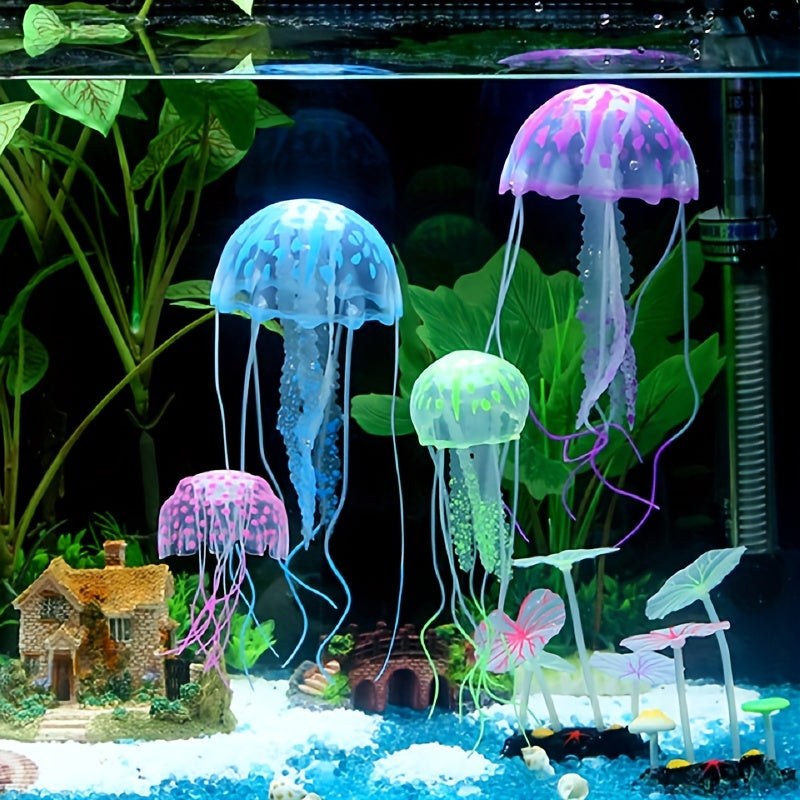 Fluorescent Luminous Silicone Jellyfish Aquarium Decoration for Fish Tanks