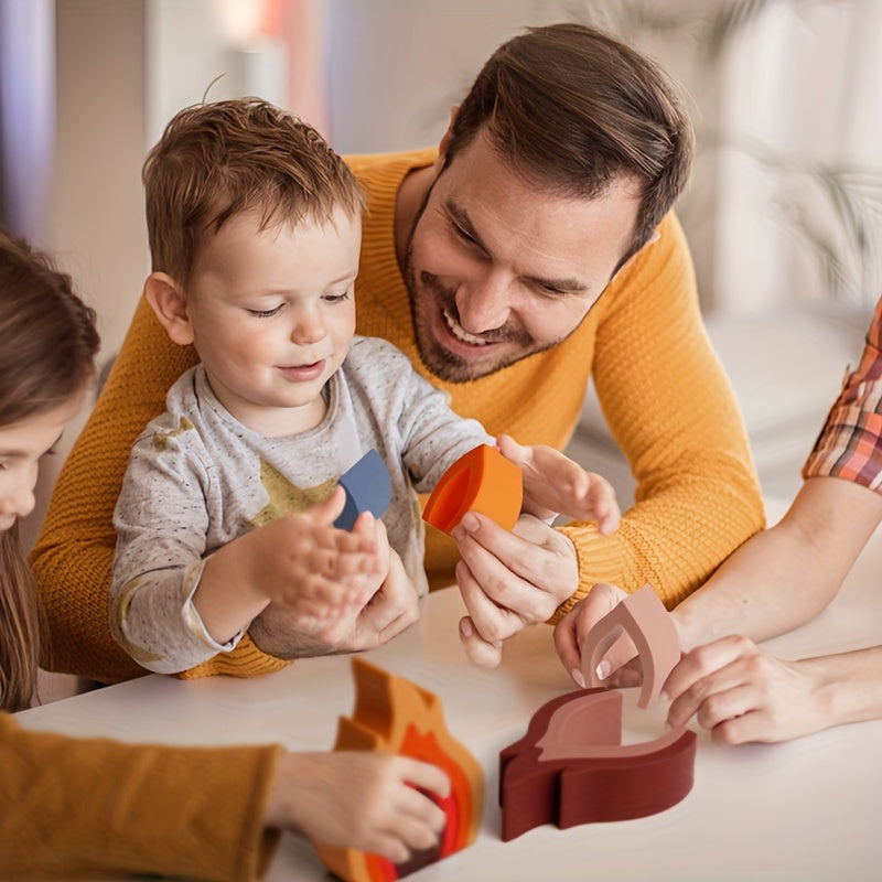 TYRY.HU Olovdan Ilhomlangan Silikon Qurilish Bloklari - Bolalar uchun xavfsiz, Bolalar uchun ta'limiy o'yinchoq, Rangli Shakl Moslashuvi O'yini, Yumshoq Qurilish To'plami, Bayramlar uchun Ideal Sovg'a