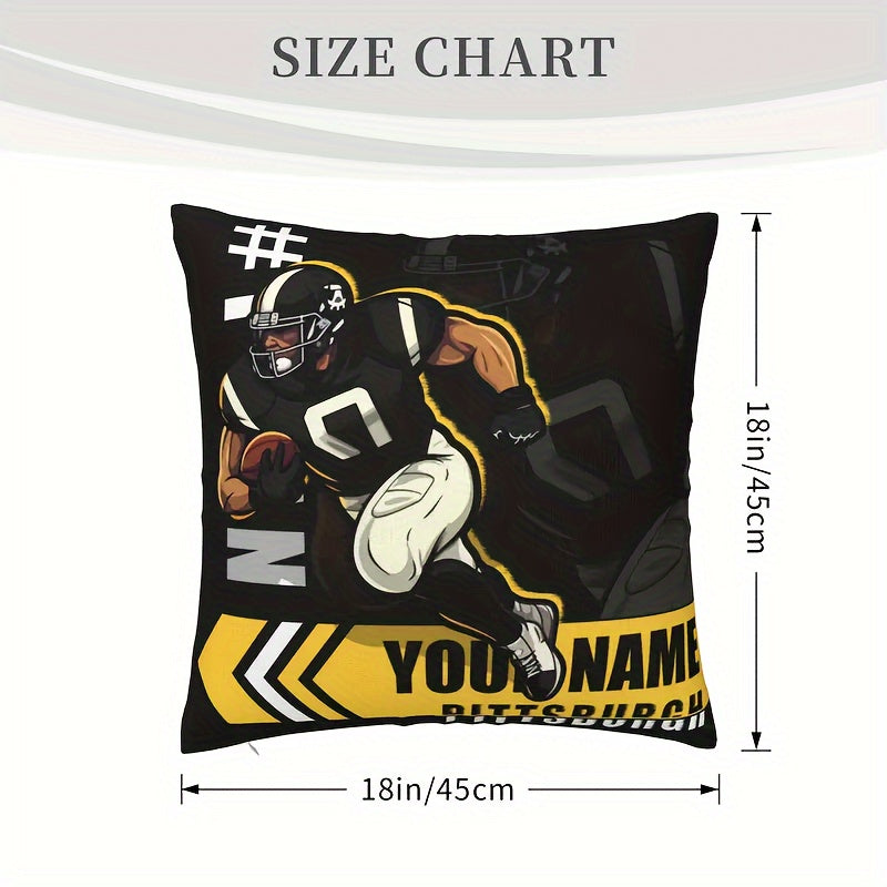 Personalized Pittsburgh Football Pillow Cover 18x18 Custom Sports Decor Polyester Knit