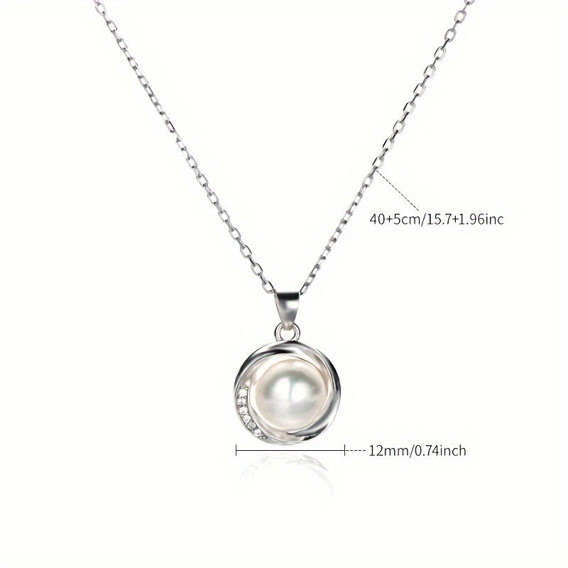 Women's Freshwater Pearl Necklace Silver S925 Pendant Elegant Jewelry