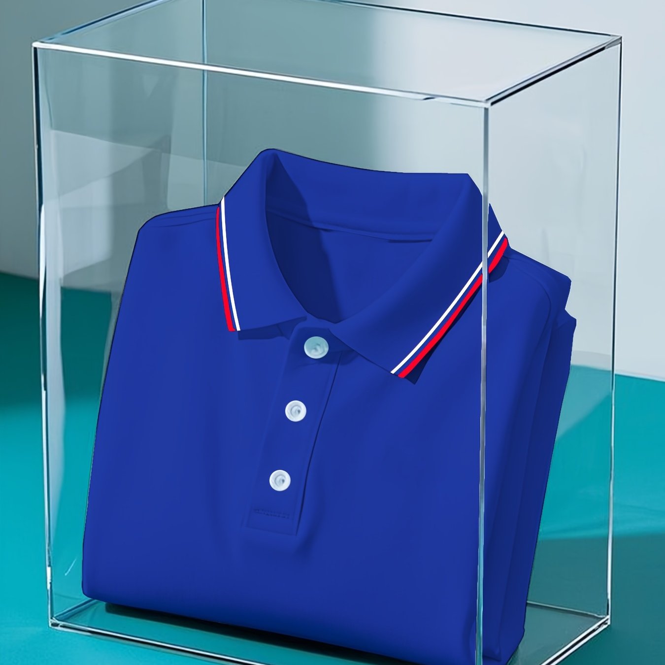 Men's Polyester Solid Color Polo Shirt with Button Casual Business Style