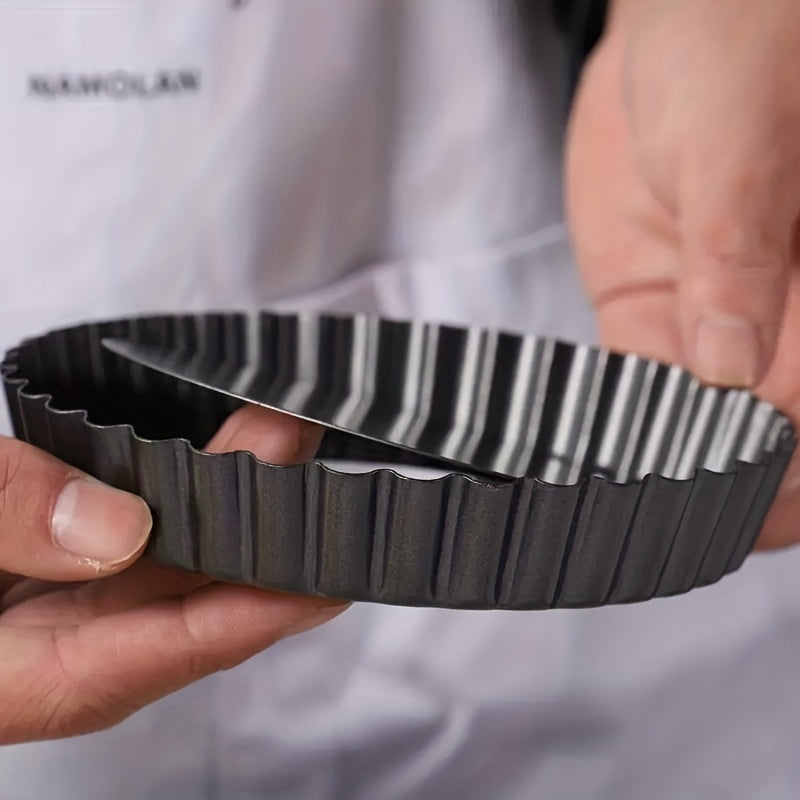 Round Black Baking Pan with Removable Metal Bottom Non-Stick for Pies Cakes