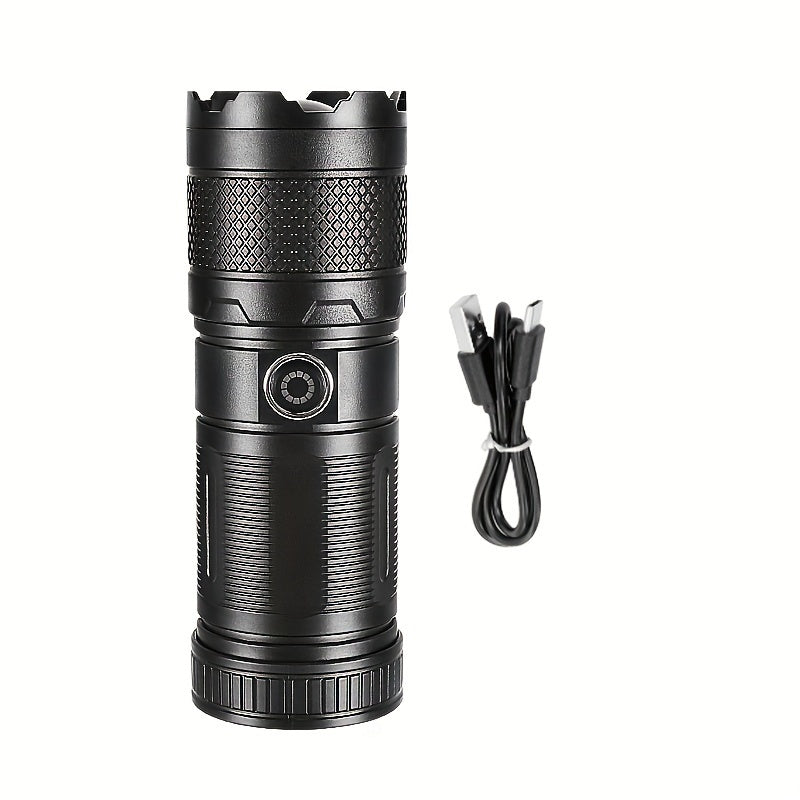 30W Rechargeable LED Handheld Flashlight with 5 Modes SOS Function and 2600mAh Battery