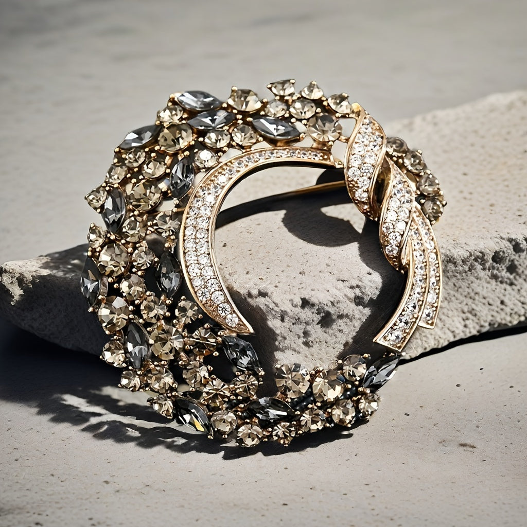 Zirconia Flower Wreath Brooch for Women Jewelry Gift for Birthday Anniversary Christmas