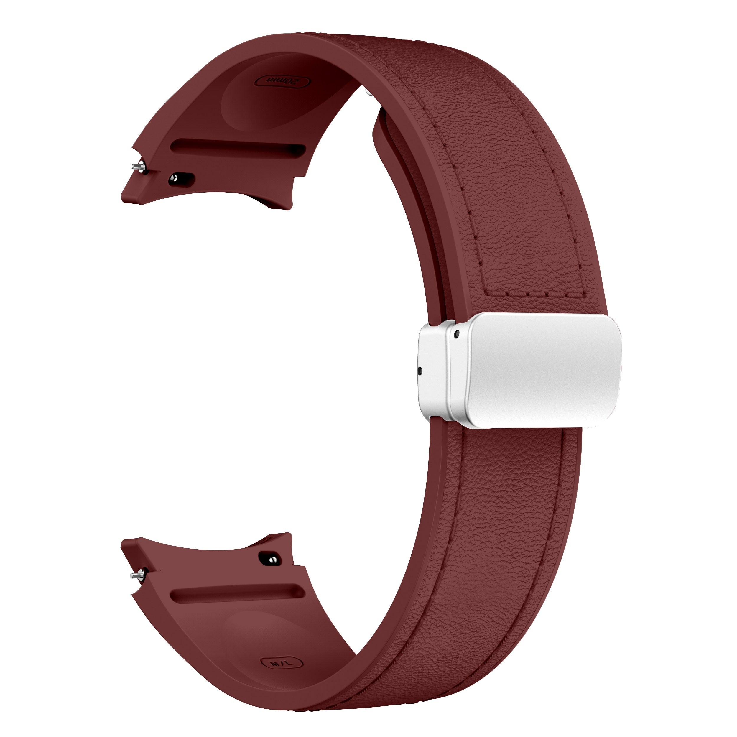 Силиконовый ремешок для часов Samsung Galaxy Watch 6/5/4 с магнитной застежкой - 20 мм серебряная застежка