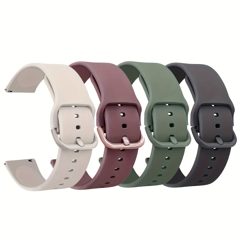 4 Pack Adjustable Resin Sport Watch Bands for Samsung Galaxy Watch 5 Pro, 5, 4, Gear S3, S2, Active 2 in Light Blue White Black Gray