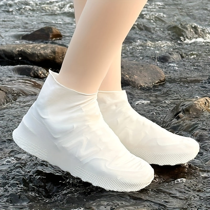 Unisex Waterproof Latex Rain Boots Shoe Covers Reusable Durable Multiple Colors