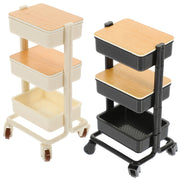 Mini Plastic Dining Cart Trolley with Storage for Dollhouse and Living Room Display