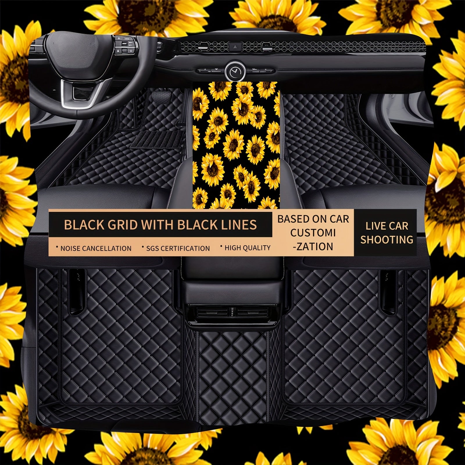 Alfombrillas de suelo de imitación cuero para coche SUV duraderas y fáciles de limpiar patrón a cuadros