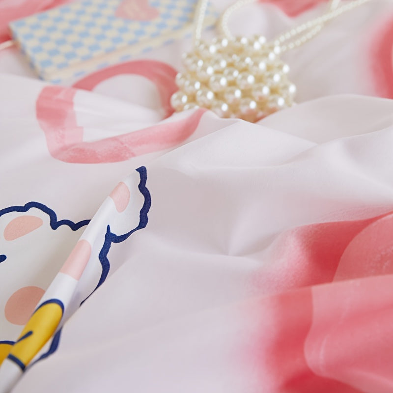 Conjunto de ropa de cama Love Bear para todas las estaciones con funda de edredón, fundas de almohada y sábanas ajustables