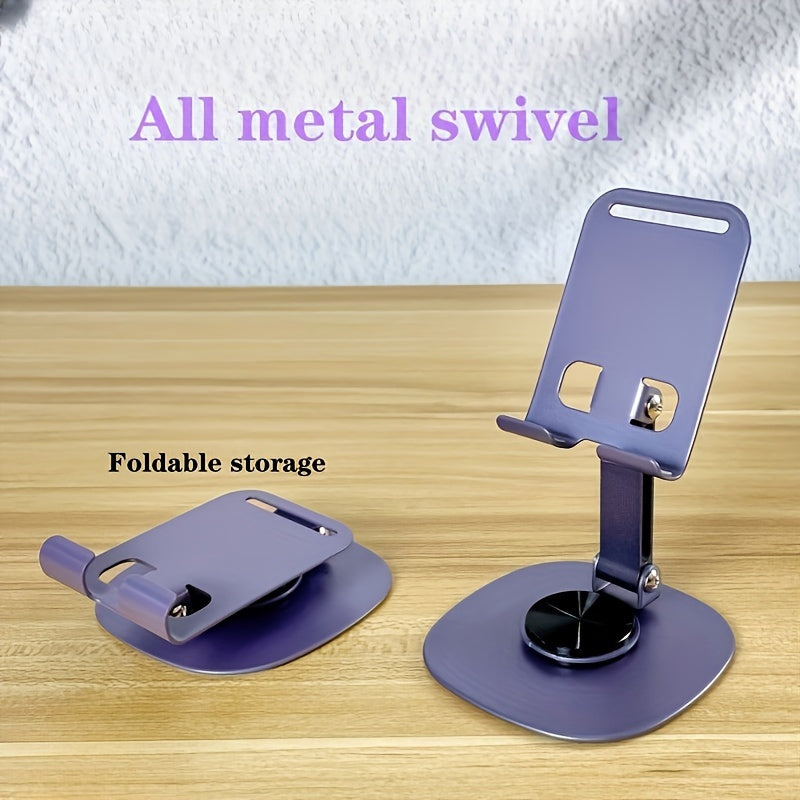 Waterproof Aluminum Alloy Phone Stand with 360° Rotating Desk Mount, Adjustable and Foldable